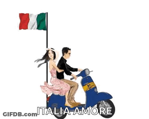 Man And Woman Riding Scooter Italia Amore GIF