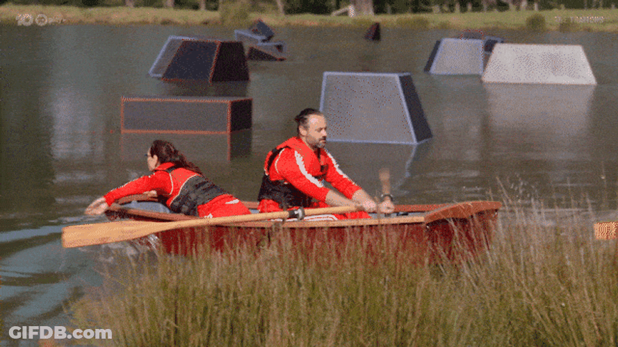 Man And Woman Row The Red Boat GIF