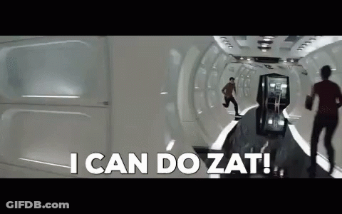 Man And Woman Running In Hallway Woman Says I Can Do Zat GIF