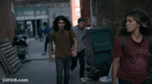 Man And Woman Running Saying Come On GIF