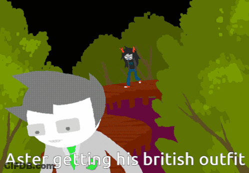Man And Woman Saying Aster Getting His British Outfit GIF
