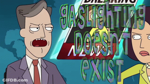 Man And Woman Saying Gaslighting Doesn't Exist GIF