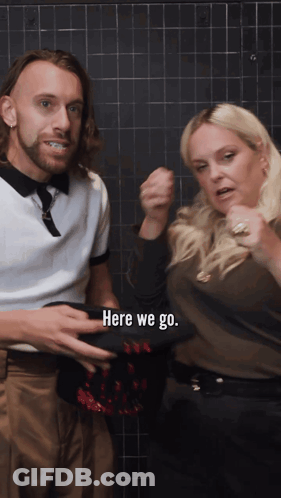 Man And Woman Saying Here We Go GIF