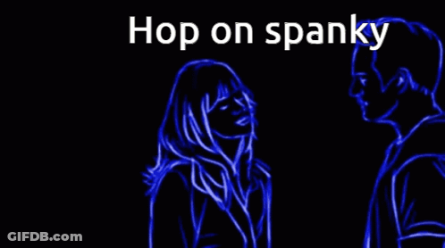 Man And Woman Saying Hop On Spanky GIF