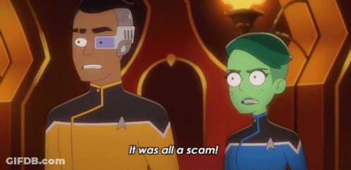 Man And Woman Saying It Was All A Scam GIF