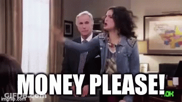 Man And Woman Saying Money Please GIF
