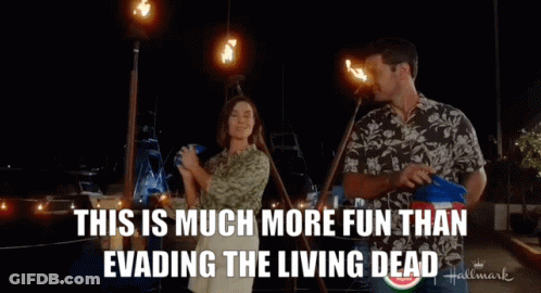 Man And Woman Saying This Is Much More Fun Than Evolving The Living Dead GIF