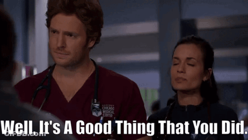 Man And Woman Saying Well It's A Good Thing That You Did GIF