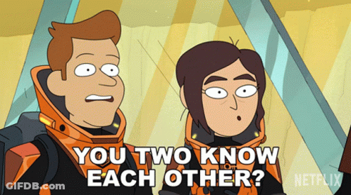 Man And Woman Saying You Two Know Each Other On Netflix GIF