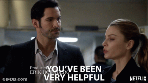 Man And Woman Saying You've Been Very Helpful GIF