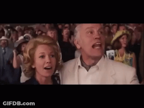Man And Woman Screaming In Crowd GIF