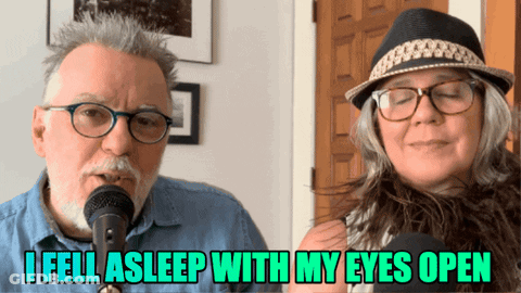 Man And Woman Singing Into Microphones I Fell Asleep With My Eyes Open GIF