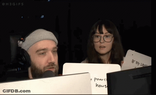 Man And Woman Sitting At Computer Saying At My House GIF