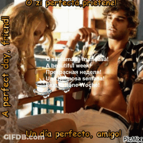 Man And Woman Sitting At Table Un Dia Perfecto Amigo GIF