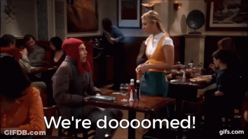 Man And Woman Sitting At Table Waitress Talking To Them GIF