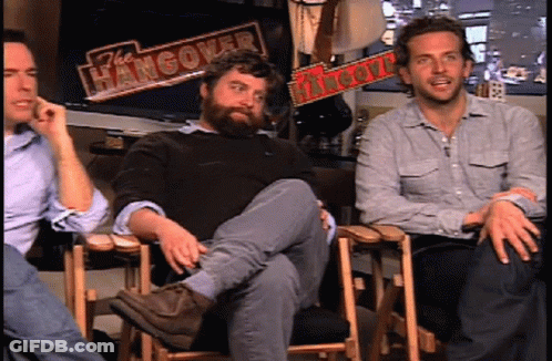 Man And Woman Sitting In Front Of Not Up Here Door GIF