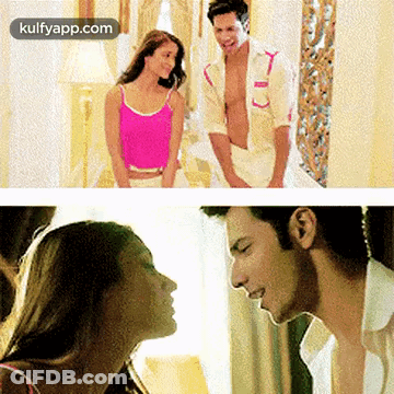 Man And Woman Sitting In Room With Kulfyapp.com GIF
