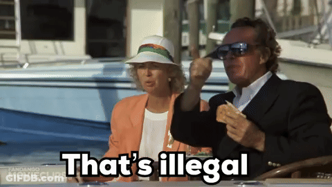 Man And Woman Sitting On Boat Man Holding Sandwich Woman Saying That's Illegal GIF