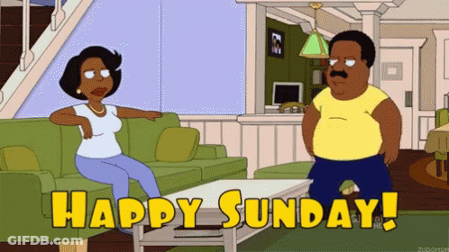 Man And Woman Sitting On Couch Happy Sunday Yellow GIF
