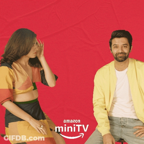 Man And Woman Sitting Red Background Amazon MiniTV GIF