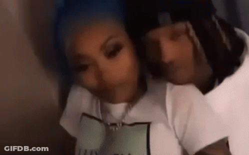 Man And Woman Sitting Together Woman With Blue Hair GIF