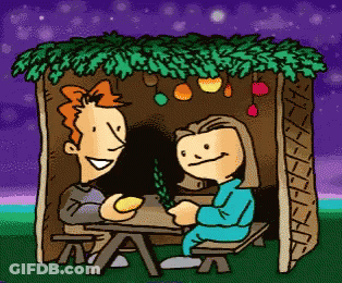 Man And Woman Sitting Under Canopy GIF