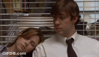 Man And Woman Sleeping In Front Of Blinds GIF