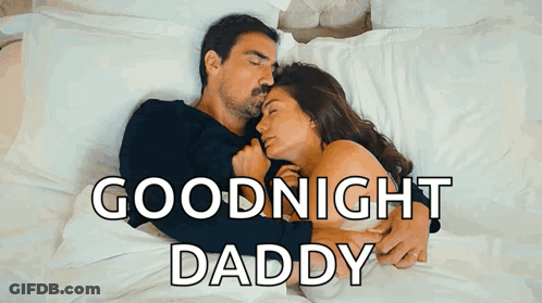 Man And Woman Sleeping With Goodnight Daddy GIF