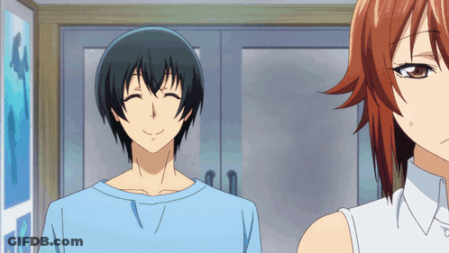 Man And Woman Smiling In Anime Scene GIF