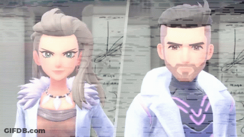 Man And Woman Standing In Front Of Computer Screen GIF