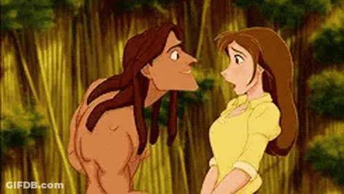 Man And Woman Standing In Jungle GIF