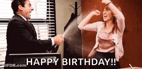 Man And Woman Standing In Office GIF