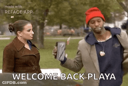 Man And Woman Standing In Park GIF