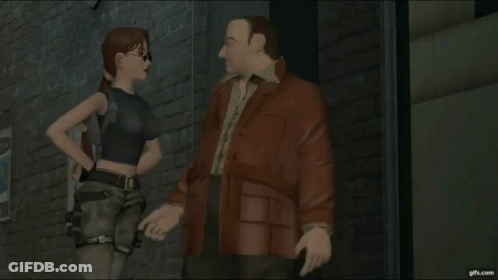 Man And Woman Standing In Video Game Scene GIF