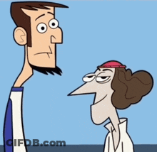 Man And Woman Standing Looking At Each Other GIF