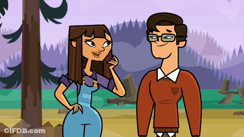Man And Woman Standing Next To Each Other Cartoon GIF