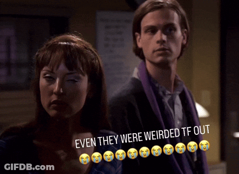Man And Woman Standing Next To Each Other Even They Were Weirded TF Out GIF
