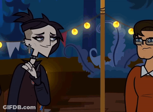 Man And Woman Standing Next To Each Other In Cartoon GIF