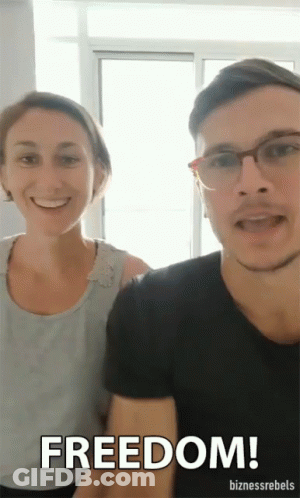 Man And Woman Standing Next To Freedom GIF