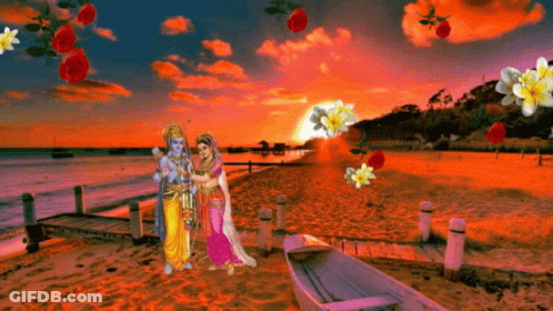Man And Woman Standing On Beach With Boat GIF