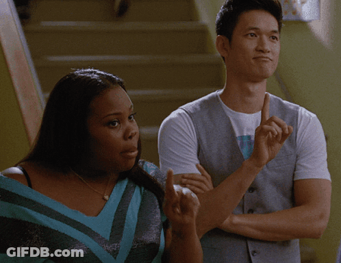 Man And Woman Standing On Stairs GIF