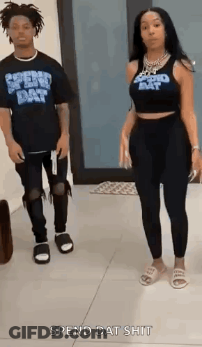 Man And Woman Standing On Tiled Floor GIF