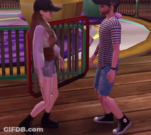 Man And Woman Standing On Wooden Floor GIF