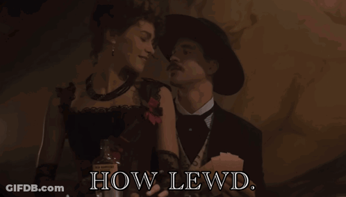 Man And Woman Standing Saying How Lewd GIF