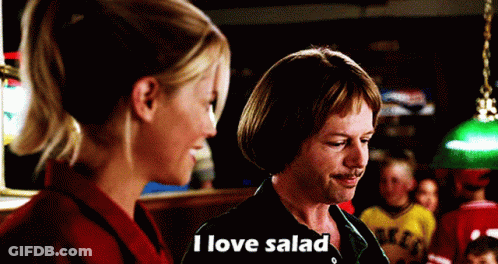 Man And Woman Standing Saying I Love Salad GIF