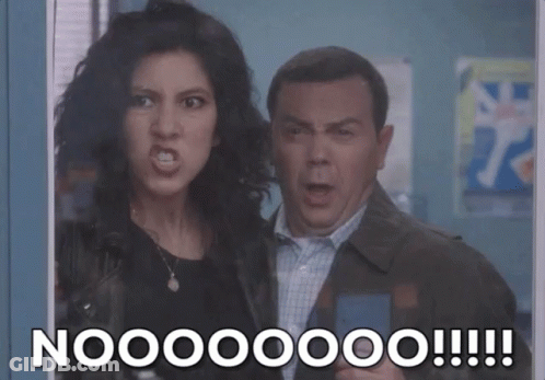 Man And Woman Standing Saying Noooooo GIF