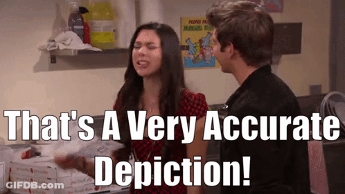 Man And Woman Standing That's A Very Accurate Depiction GIF