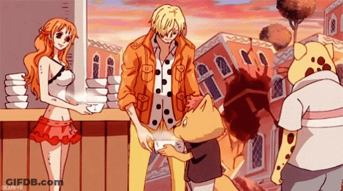 Man And Woman Standing Together From One Piece GIF
