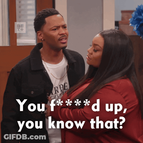 Man And Woman Standing Together Woman Asking If He Knows That GIF