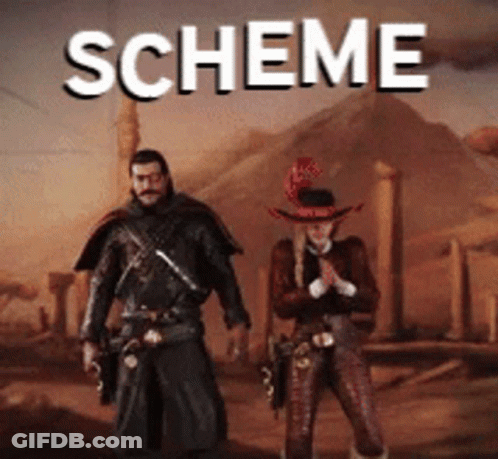 Man And Woman Standing With Word Scheme GIF
